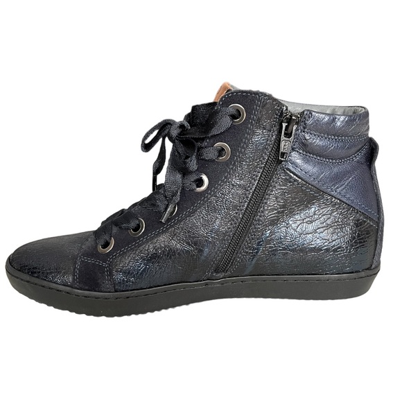 Ron White Lace Up Leather & Suede Sneaker w Side Zipper - Picture 3 of 7